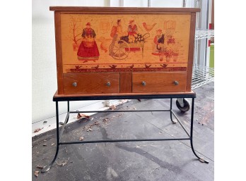 Vintage 1940s Hand Painted Folk Art Cedar Chest