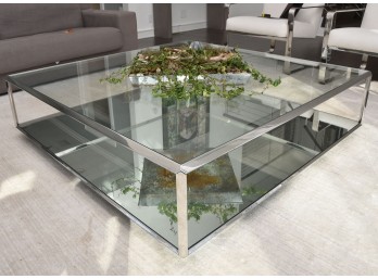 Glass And Chrome Floor Shelf Coffee Table