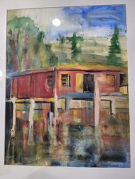 Randolph Kelts Original Gouache Boathouse
