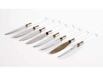 Vintage Lucite Handled Stainless Steel Table Knives - Set Of 8