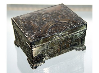 Vintage 1930's/40's Japanese Silver Plated Copper Jewelry / Trinket Box