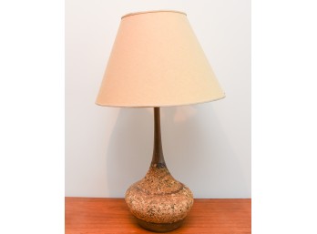 Vintage Mid Century Modern Cork And Teak Table Lamp