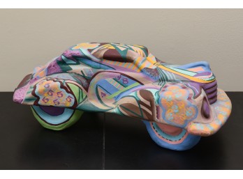 Hand Painted Ceramic Car Signed