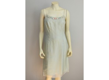 Ann Taylor Light Green Floral Spaghetti Strap Mid Length Dress