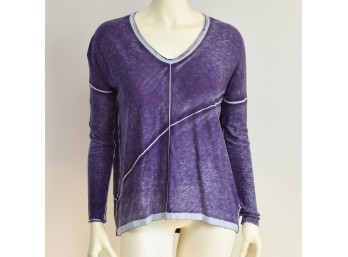 Purple Bamboo And Cashmere Long Sleeve V-Neck By Kokun