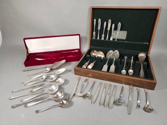 Large Collection Of Vintage Sliver Plate Treasures With Box