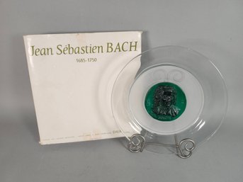 Vintage Signed DAUM 1970 Grand Musicians  J. S. Bach Pate De Verre Plate With Original Box