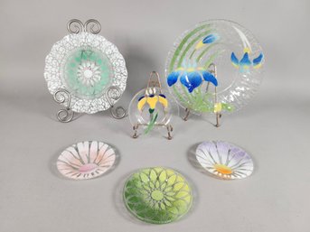 Vintage Signed Sydenstricker Art Glass Plates & Bowl