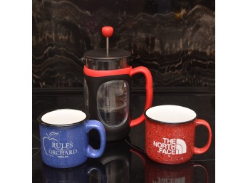 Bodum French Press With 2 Ceramic Coffee Mugs