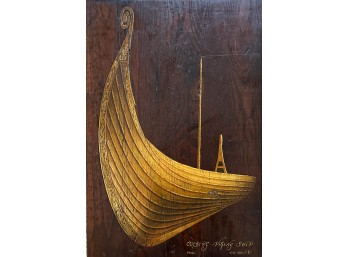 Oseberg Viking Ship Painting On Board