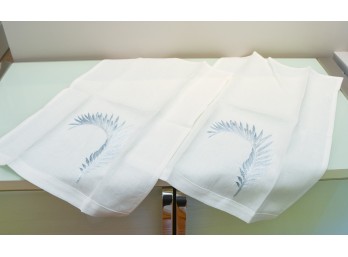 (2) Hand Embroidered Linen Napkins From The Breakers Palm Beach