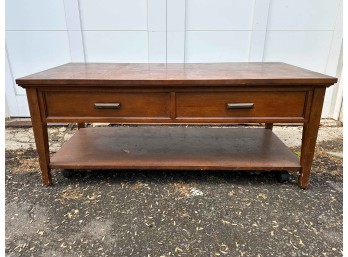 Solid Wood Adjustable Height Rolling Coffee Table