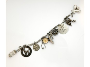 Vintage Charm Bracelet Featuring Poodle, Wishbone, Cars, Bowling Pins, Shoe