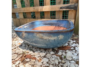 Large Square Blue Ceramic Planter