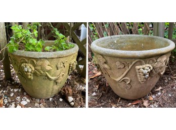Pair Of Grape Vine Ceramic Planters