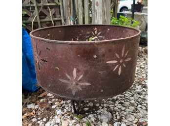 Recycled Steel Fire Pit With Floral Cutout Design