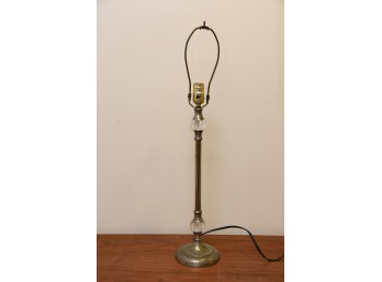 Vintage Glass And Brass Table Lamp