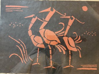 Serizawa Keisuke (1895-1984) 16x20 Framed Litho Red Birds