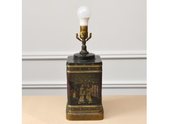 Vintage Chinoiserie Tea Tin Table Lamp