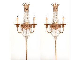 Pair Of Jeweled Gilded Wall Sconces #1