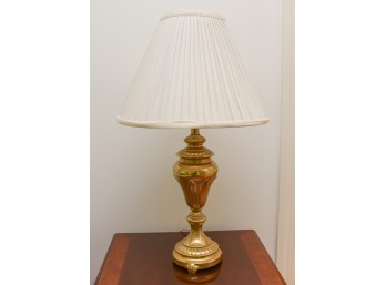 Solid Brass Table Lamp With Pleated Shade