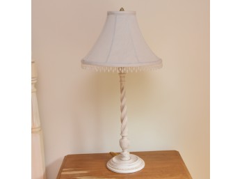 Shabby Chic White Twisted Wooden Base Table Lamp