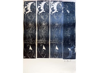 'Owls And Moon' Multi-paneled Wood Cut Print
