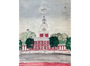 Independence Hall Philadelphia Watercolor And Ink On Paper Signed