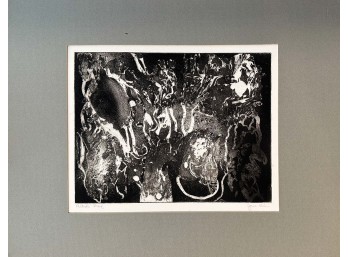 Limited Edition Abstract Black-And-White Etching #1 Signed