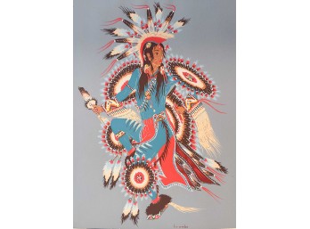 'Feather Dancer' Silkscreen Print By Potawatomi Artist Woody Crumbo