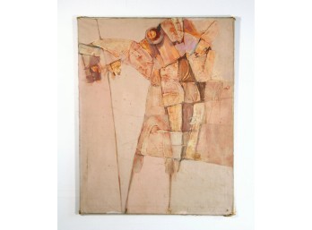 1960's Abstract Expressionist Horse & Rider Acrylic Canvas Painting