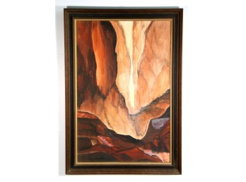 Vintage 1970's Red Rock Canyon Acrylic On Canvas Painting
