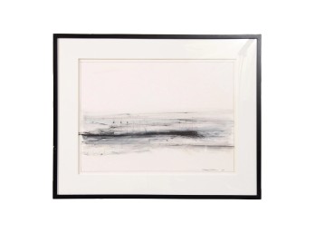 Vintage Modernist Graphite And Tempera On Paper Constructivist Painting