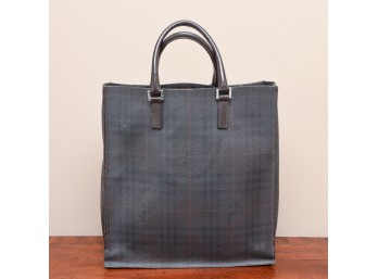 Burberry Plaid Leather Tote Bag