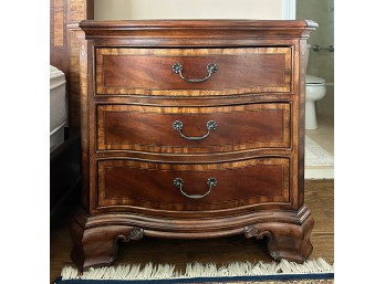 Inlaid Wood 3-Drawer Bowed Chest Of Drawers With Built-In Power Strip