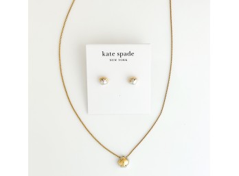 Kate Spade Gold And Silver Toned ‘Spades’ Necklace And Earring Set New With Tags