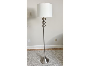 Standing Floor Lamp With Shade In Brushed Nickel Finish