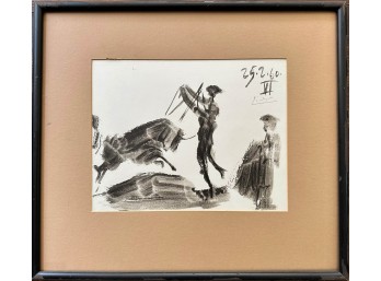 'Matador And Charging Bull' Offset Print Based On A Sketch By Pablo Picasso