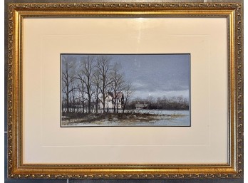'Farmhouse In Winter' Signed Lithograph