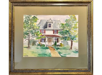 'Suburban House' Original Watercolor Signed