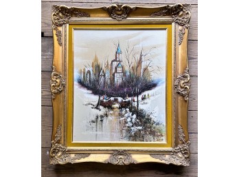 ‘Bow Bridge Snowfall, Central Park, New York City’ Original Oil On Canvas By Vernet Signed