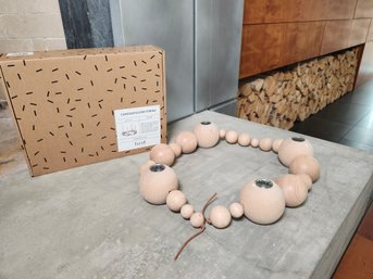Ferm Living Candleholder String - Natural Wood Beads