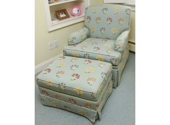 Floral Print Rolled Arm Chair And Ottoman