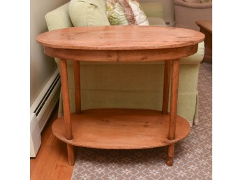 Vintage Solid Wood Oval 2-Tiered Side Table