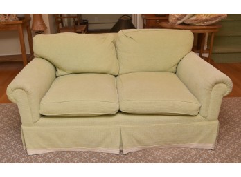 Green Classic Rolled Arm Skirted Love Seat