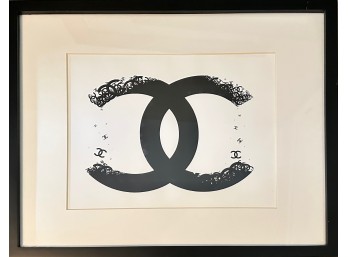 Chanel 'CC' Logo Splatter-Effect Black-And-White Fashion Wall Art Print