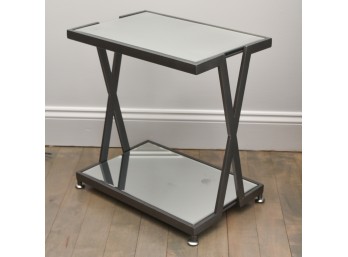 Modern Mirrored X-Leg Side Table