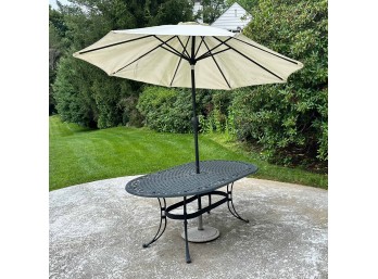 Wrought Iron Oval Patio Table With Umbrella