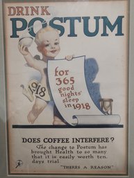 1918 Framed Postum Advertising