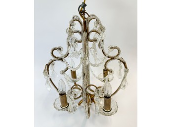 Crystal Glass And Bronze Chandelier